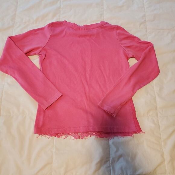 Scooter Brown small girls pink long sleeve tee with lace front - Picture 3 of 6